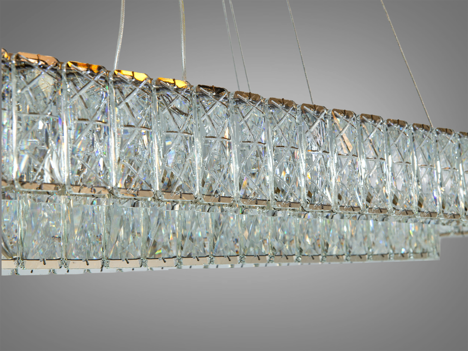 Підвісна кришталева LED люстра овальна золото 152Вт