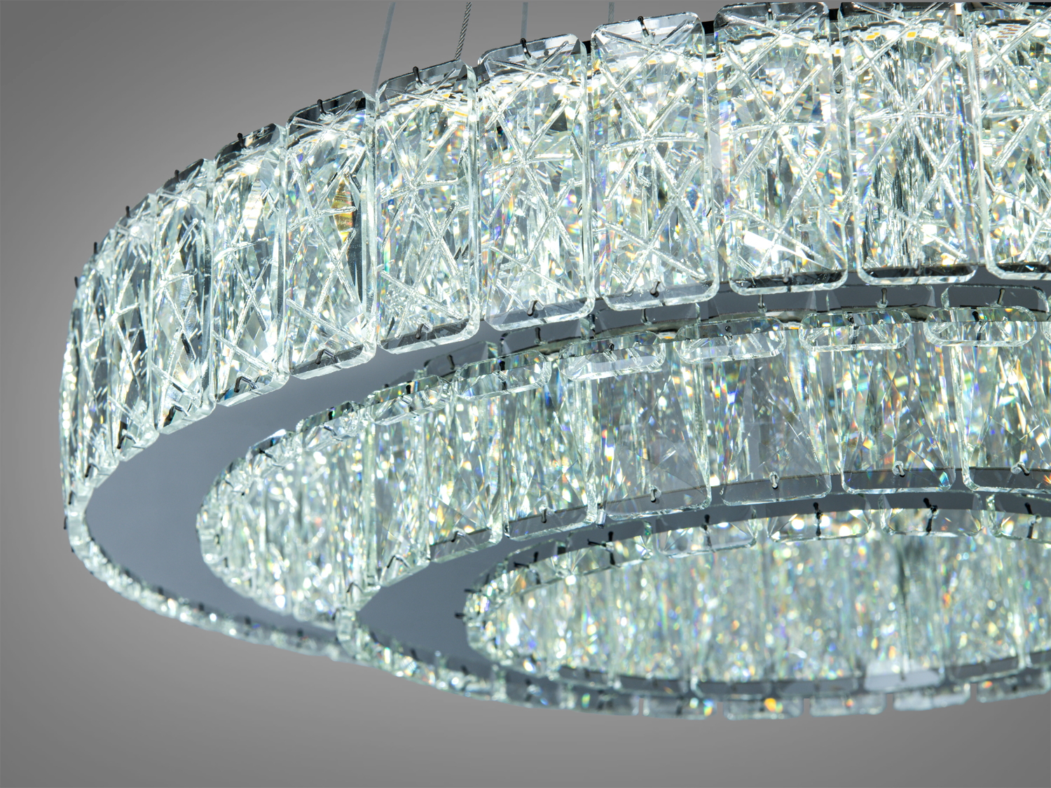 Підвісна кришталева люстра LED хром 82Вт 4510 Лм