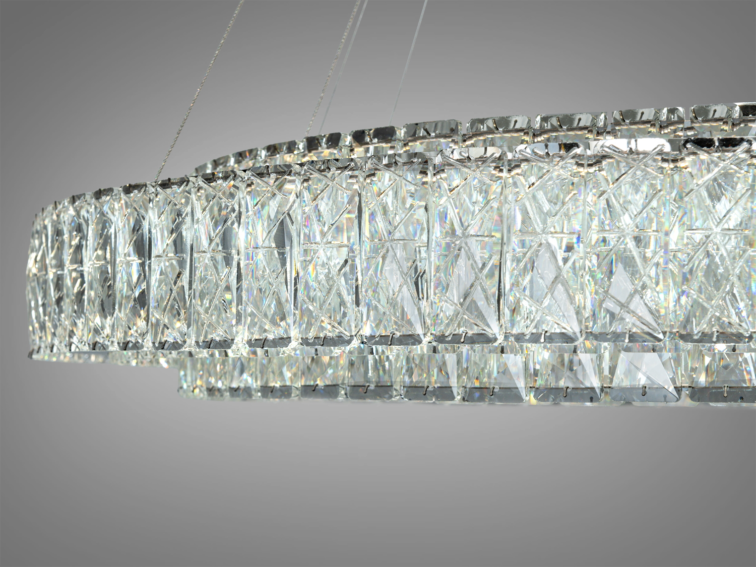 Люстра підвісна кришталева LED Diasha хром 152Вт пульт