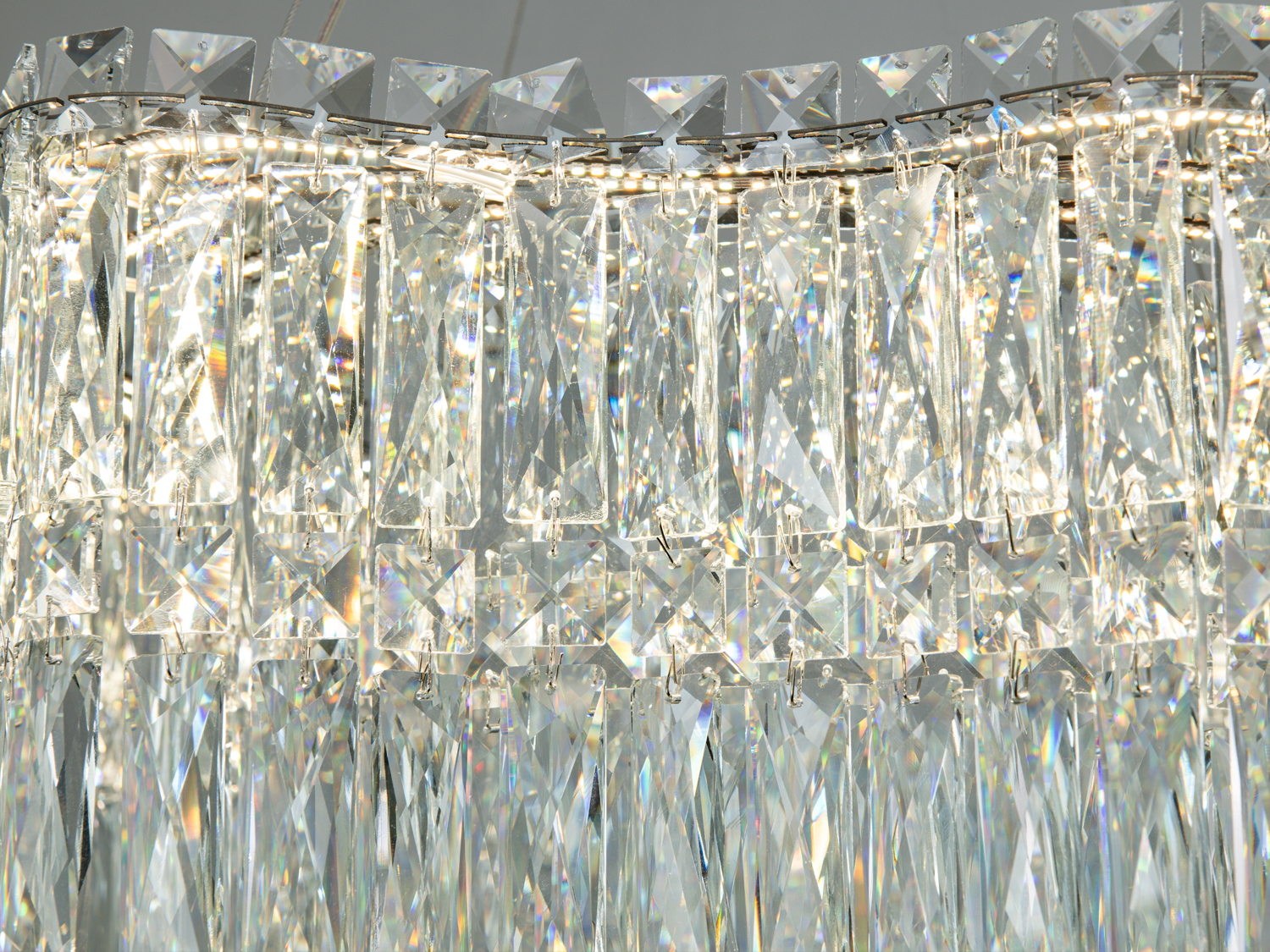 Підвісна кришталева LED люстра хром 85 Вт з ПДУ