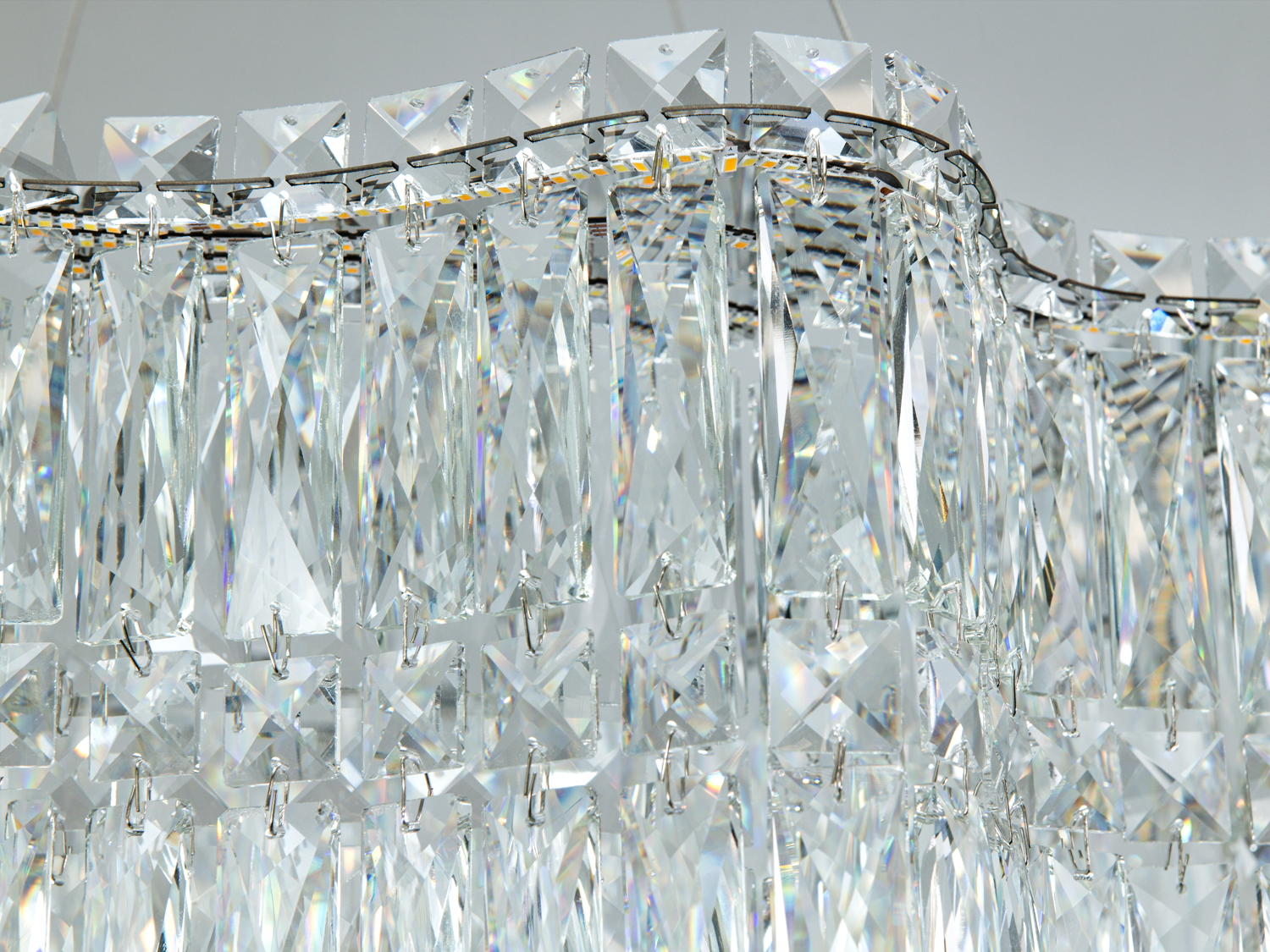 Підвісна кришталева LED люстра хром 85 Вт з ПДУ