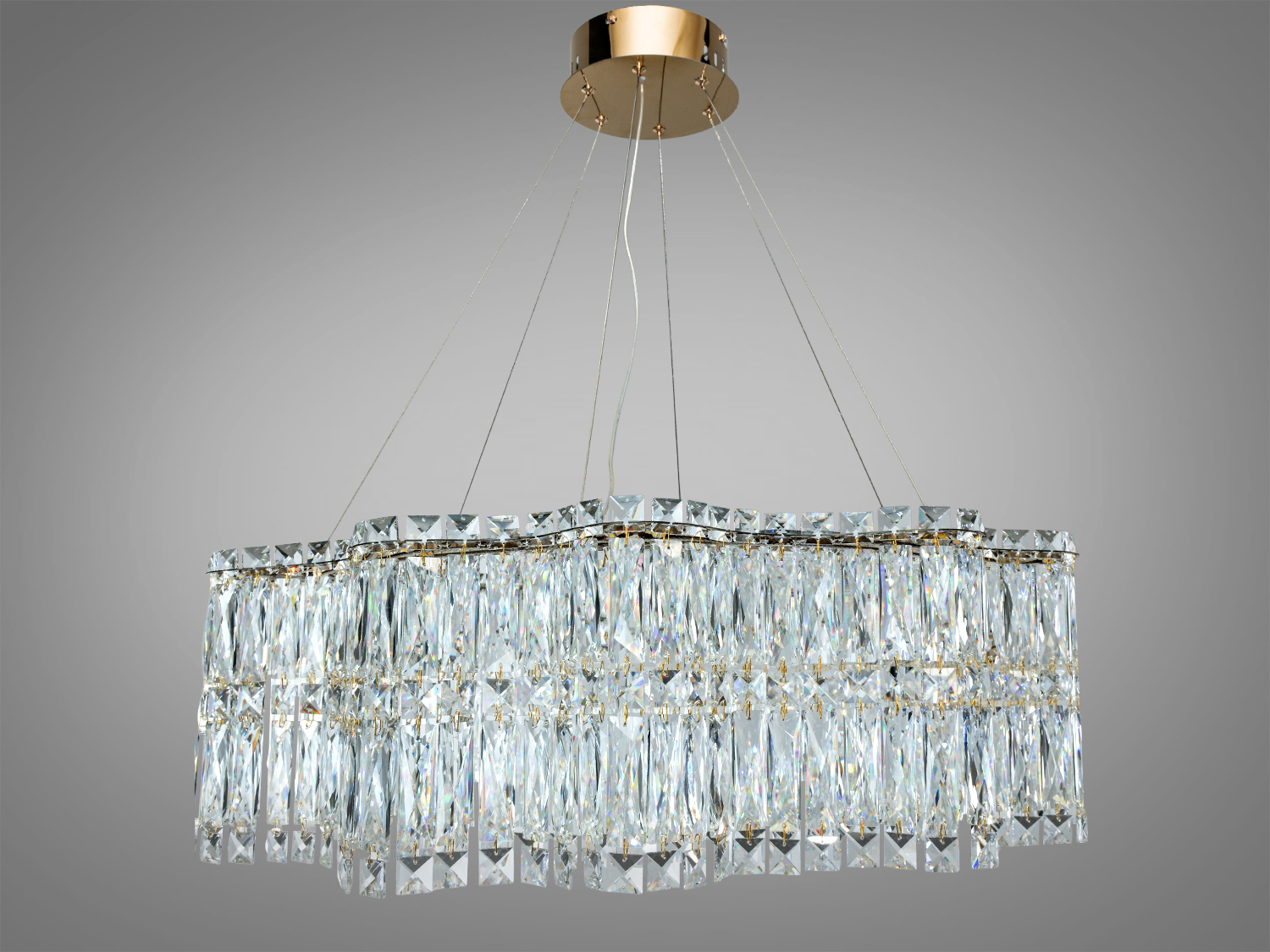 Підвісна кришталева люстра LED золото 125 Вт пульт