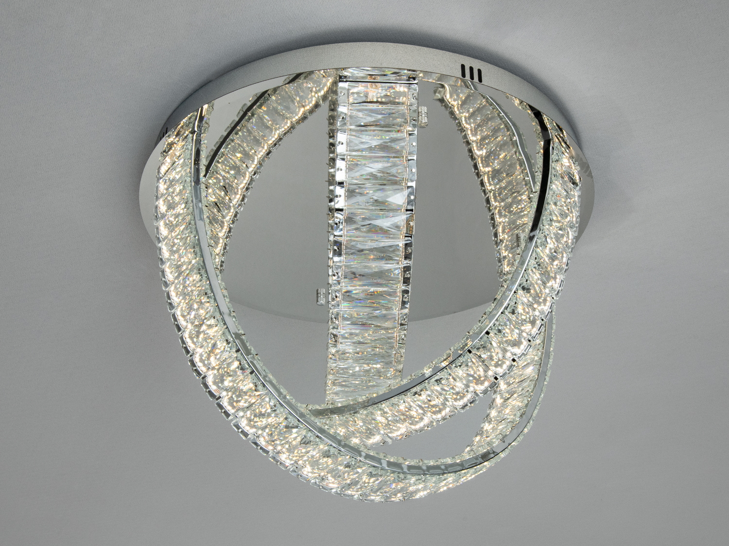 Стельова кришталева люстра 100 Вт хром 3 кільця