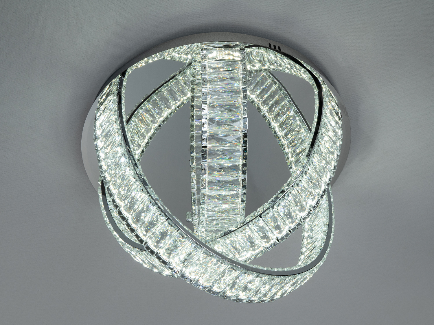 Стельова кришталева люстра 100 Вт хром 3 кільця