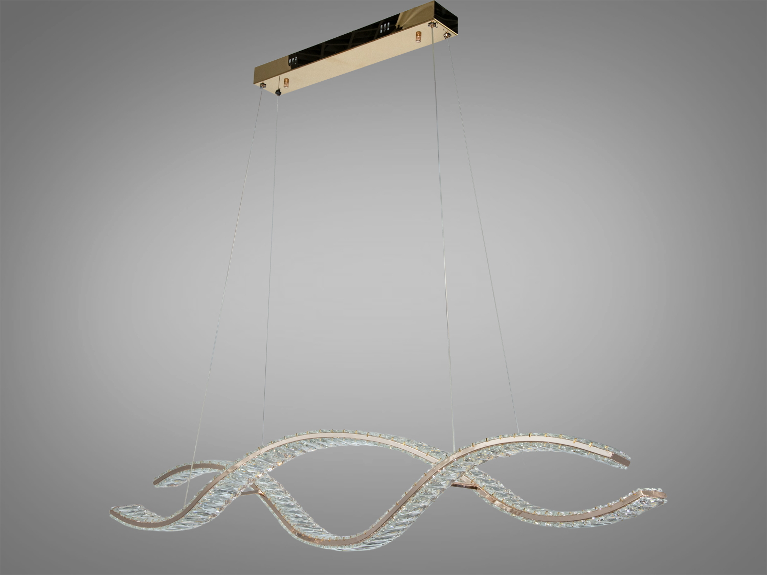 Стельова люстра з хвилястим дизайном, підвісна конструкція. Ідеальна для просторих приміщень.