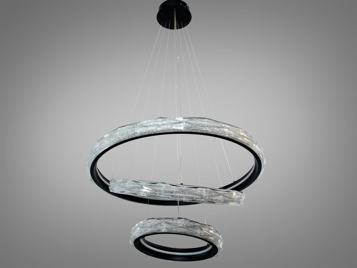 Підвісна люстра Diasha LED чорна 3 кільця 250 Вт