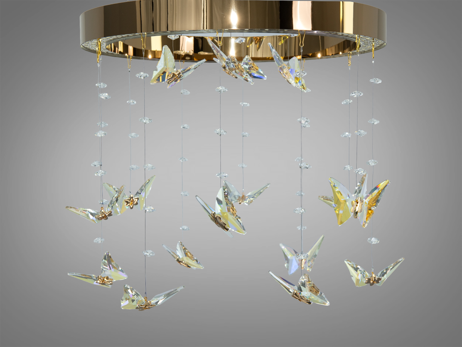 Люстра LED підвісна 3 кільця золото 124Вт