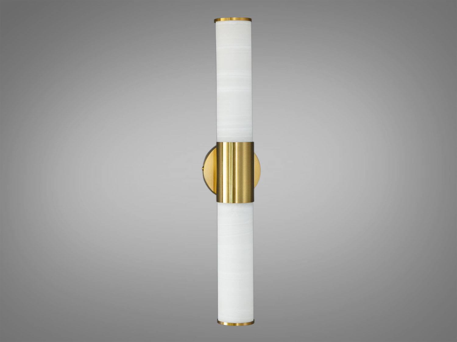 Циліндричний настінний світильник з металевою основою, акриловим плафоном, підходить для ванних кімнат, забезпечує м′яке освітлення.