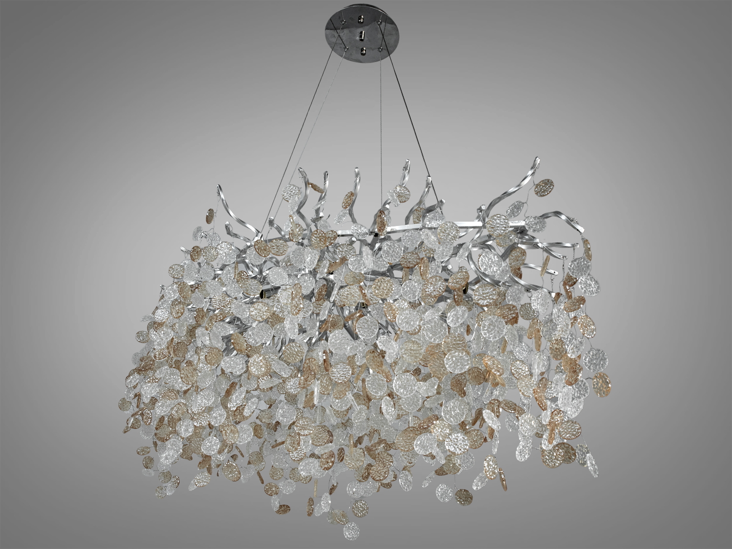 Особливістю цієї люстри витягнутої форми є її здатність підкреслювати довжину простору, створюючи ілюзію ширини та обєму.