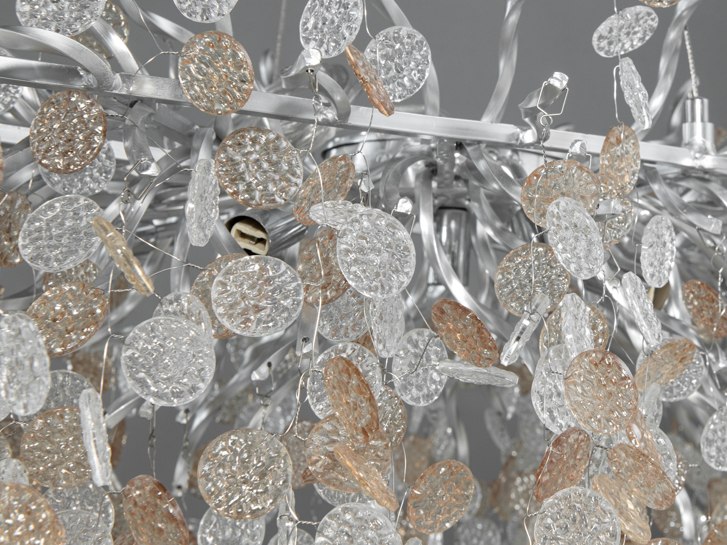 Неперевершена підвісна кришталева люстра витягнутої форми, 13 ламп, хром