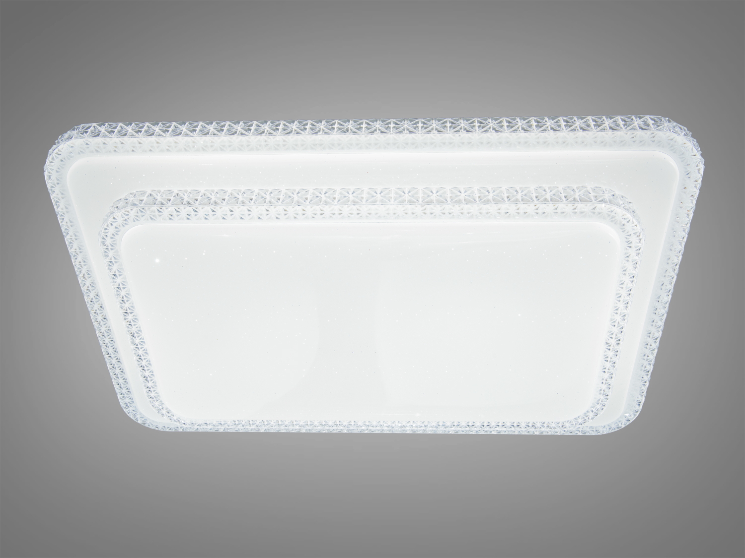 Стельовий світильник з акриловим корпусом, має квадратну форму і рельєфний край, забезпечує рівномірне освітлення.