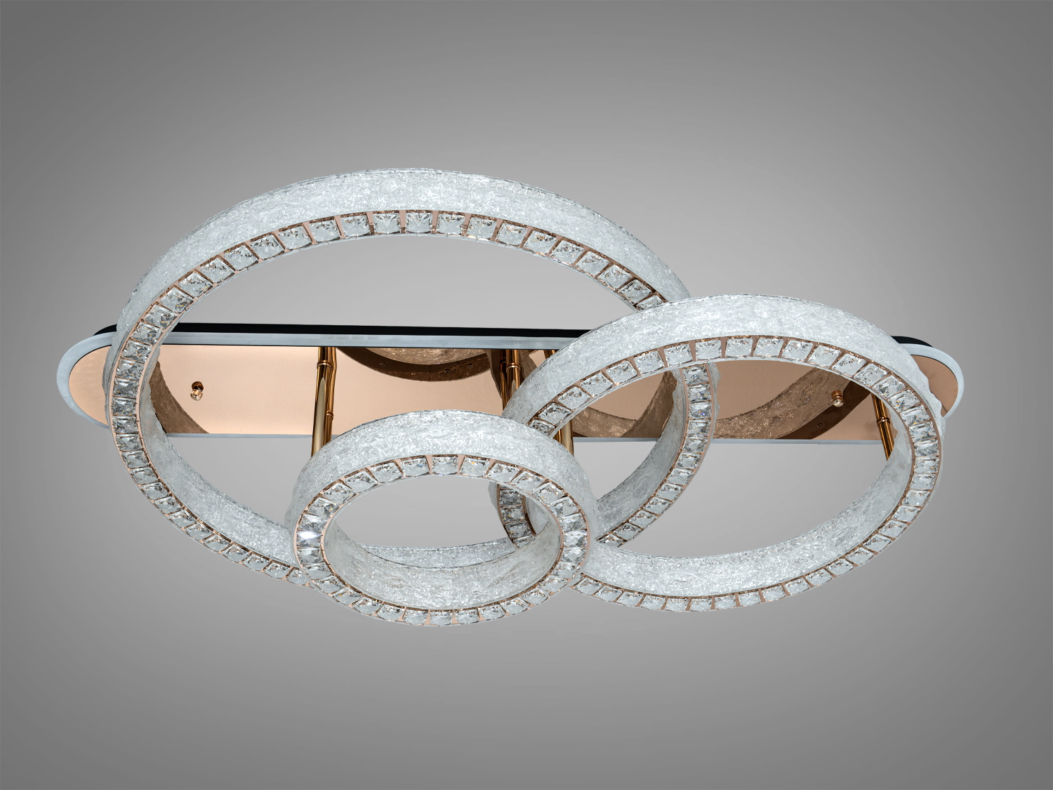 LED люстра стельова Diasha золото 200W 3 кільця з пультом