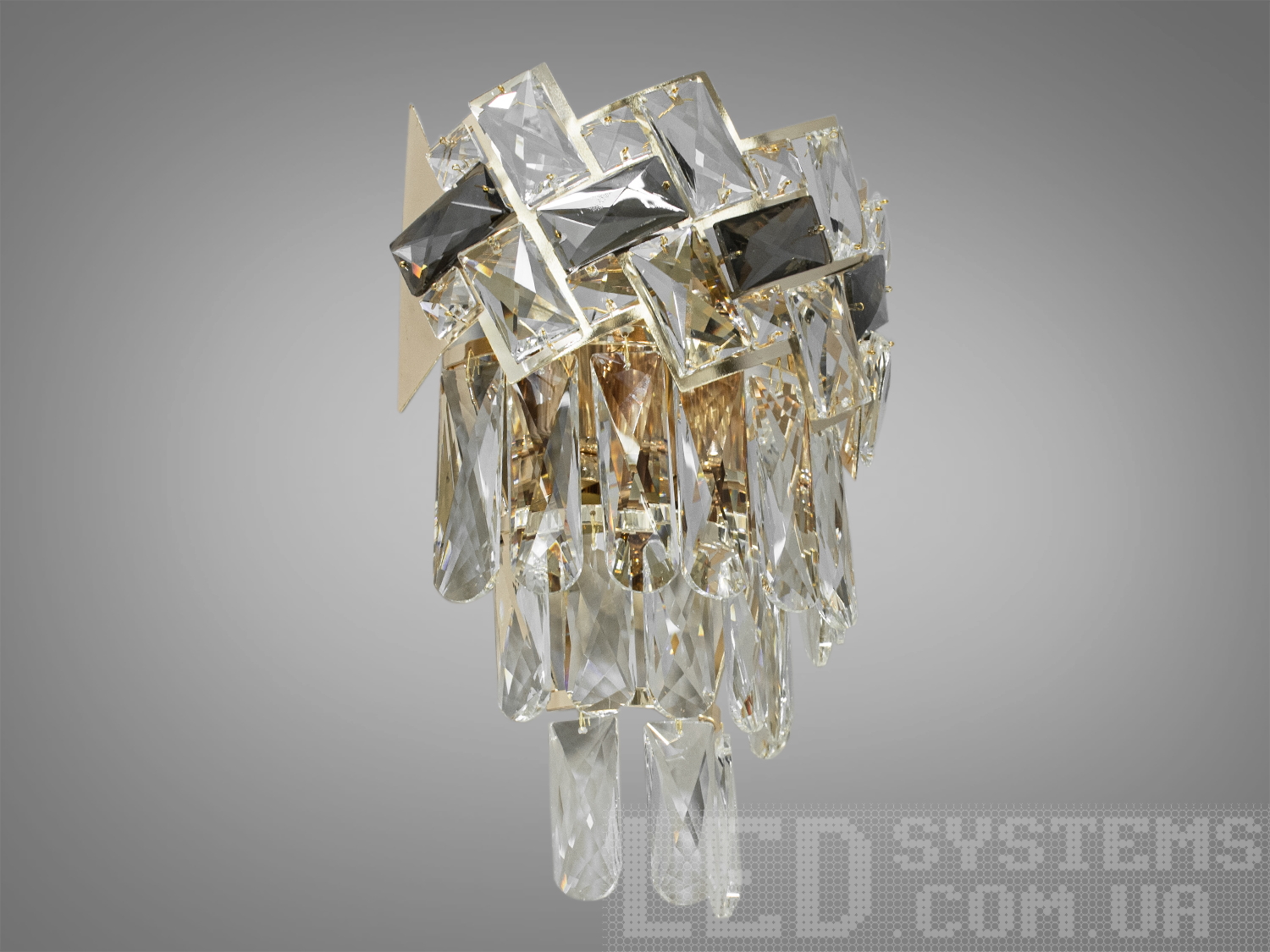  Сучасне настінне бра з кришталю, колір хром, на 3 лампи