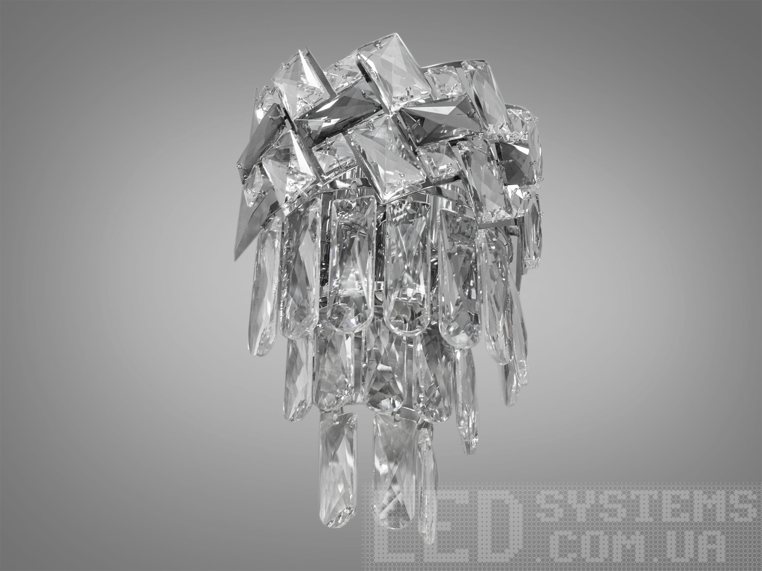  Сучасне настінне бра з кришталю, колір хром, на 3 лампи