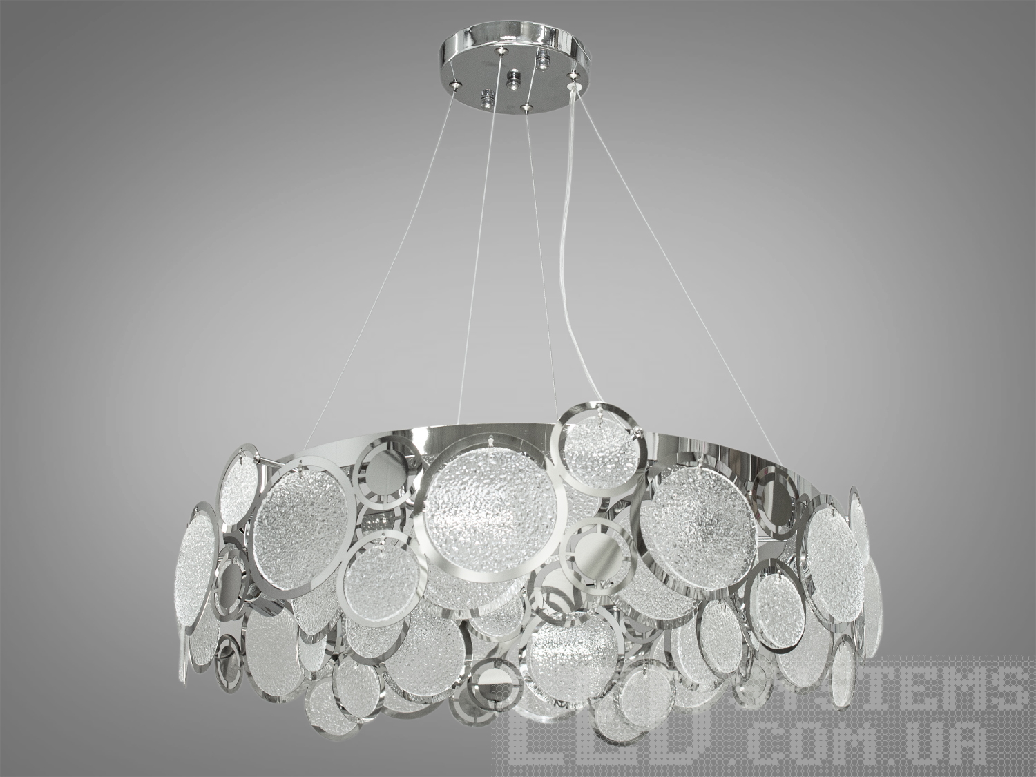 Вишукана люстра підвіс із скляними елементами, 8 ламп, хром