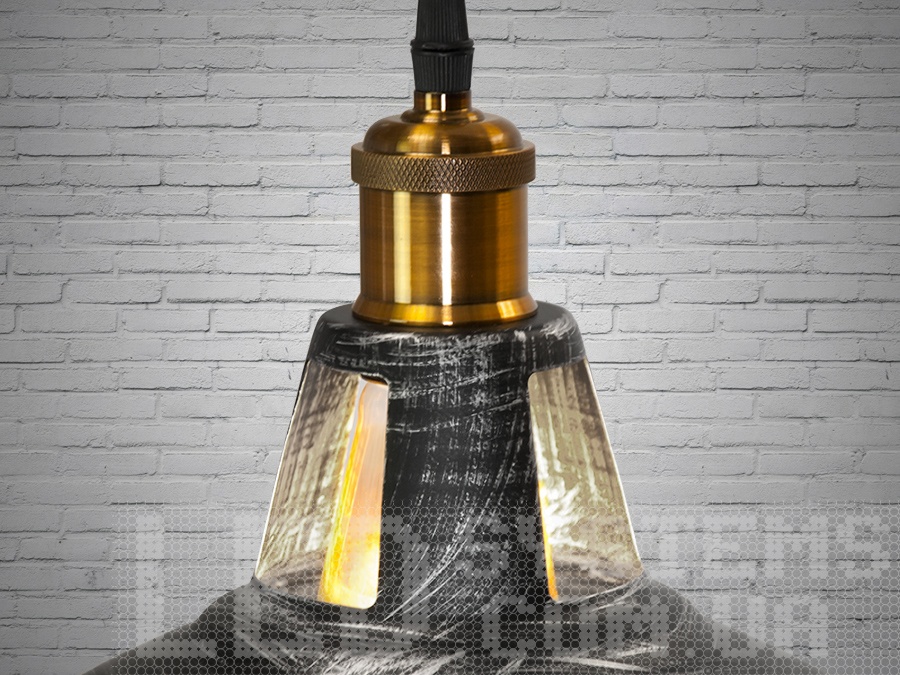 Підвісний світильник Лофт 6857-310 чорний срібляста патина металевий купольний абажур