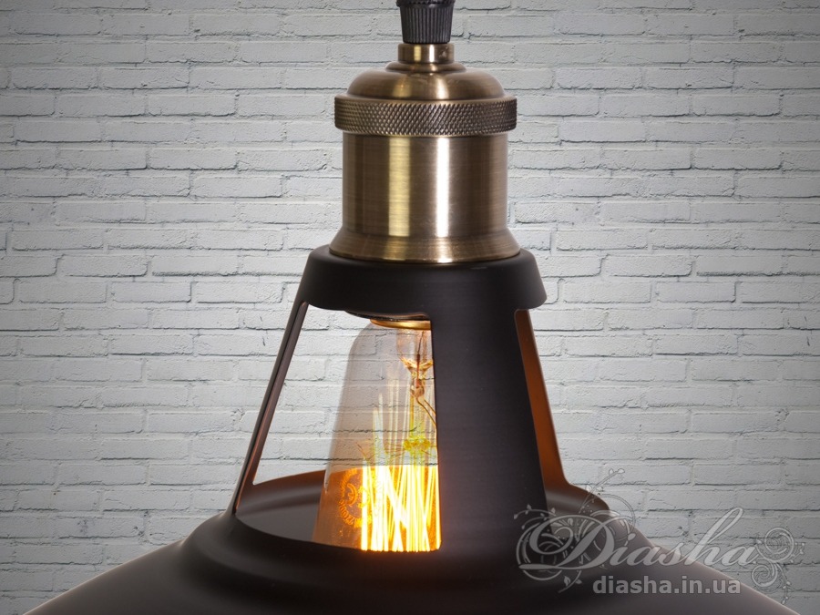 Світильник підвіс Лофт чорний модель 6857-310B регульований шнур металевий плафон