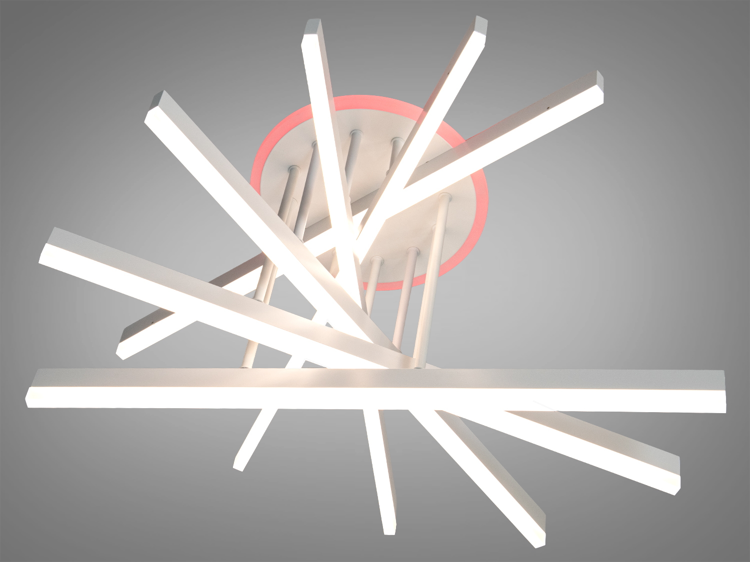 Світильник з червоним акцентом, лінійний дизайн, тепле світло, для сучасних просторів.