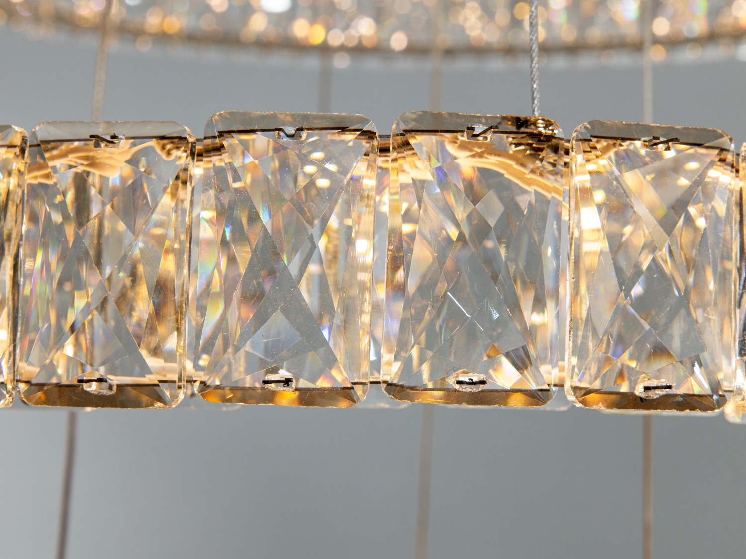 Унікальна новинка, світлодіодна люстра кришталі кільцями, 70 Вт, хром