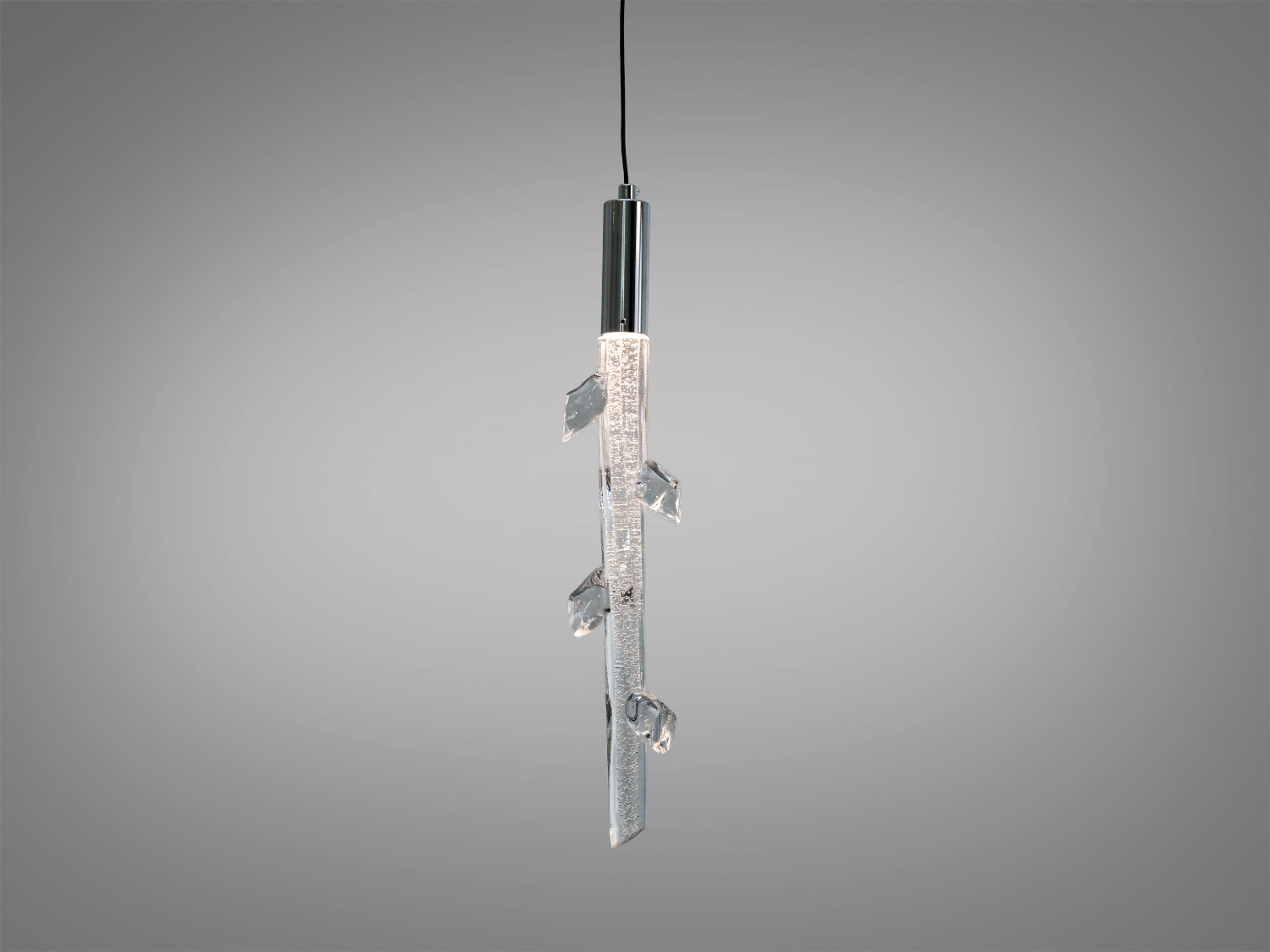 Світильник у формі крижаної гілки з декоративними елементами, виготовлений із кришталю, ідеальний для стильного освітлення.