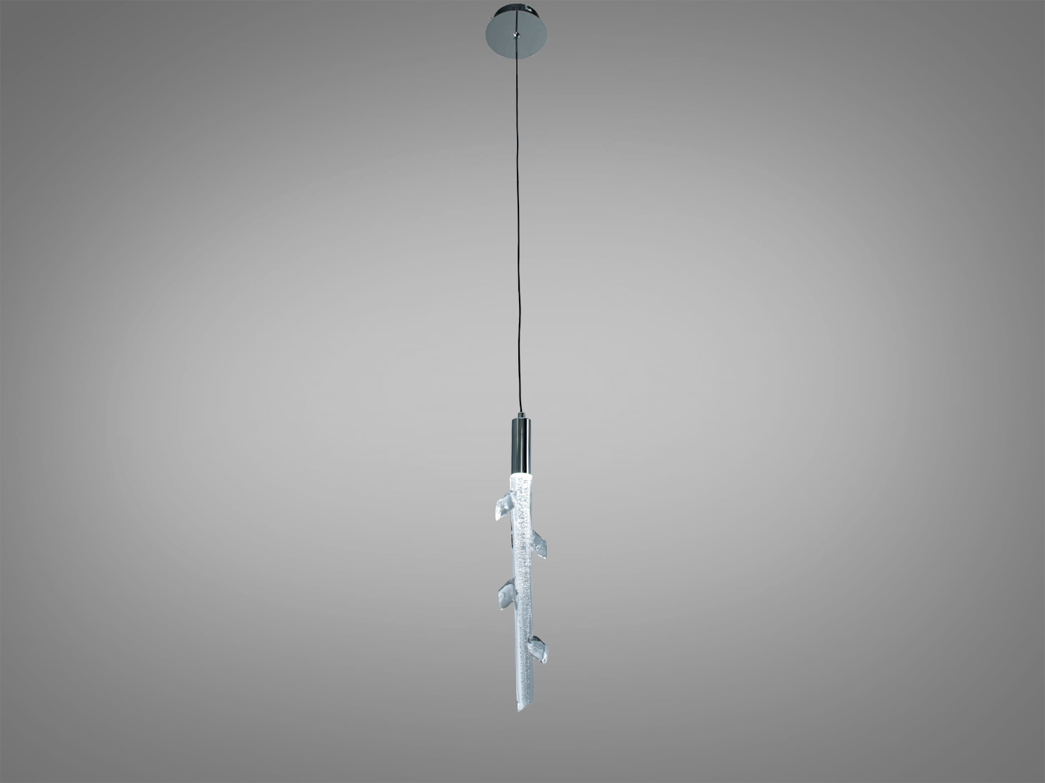 Одинарний кришталевий LED підвіс у хромі 6 Вт 330 лм з трьома режимами 3200К 4100К 6500К. Керування настінним вимикачем, регульована висота. Для кухні, вітальні, спальні.