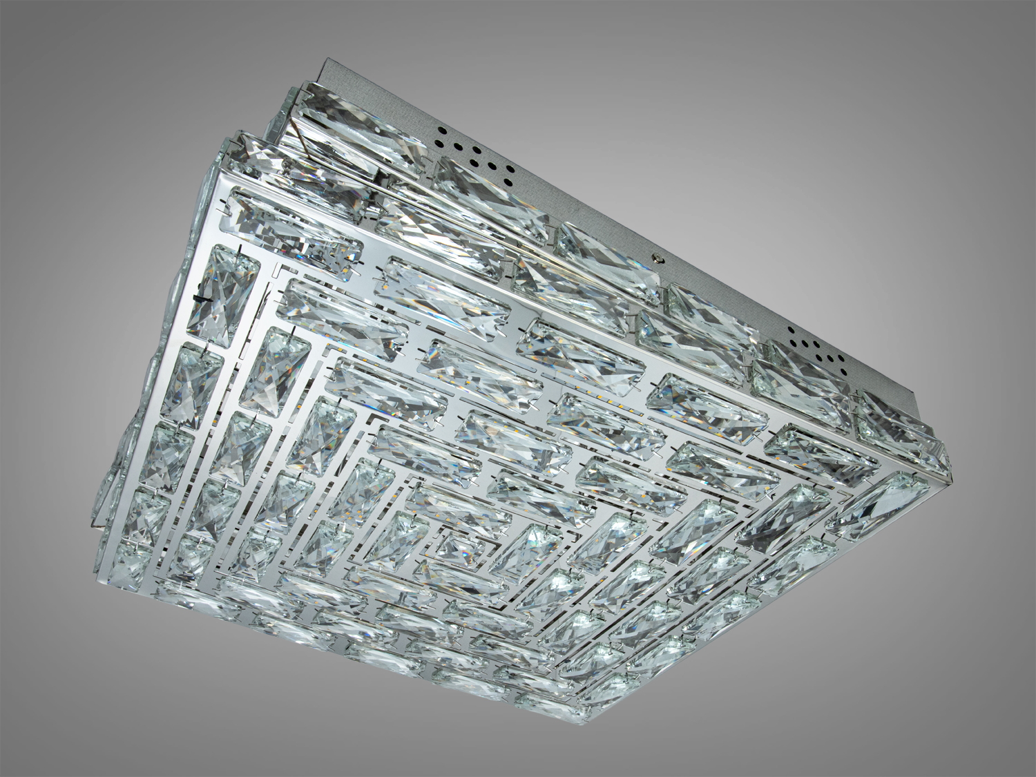 Люстра LED кришталева квадрат хром 82W пульт