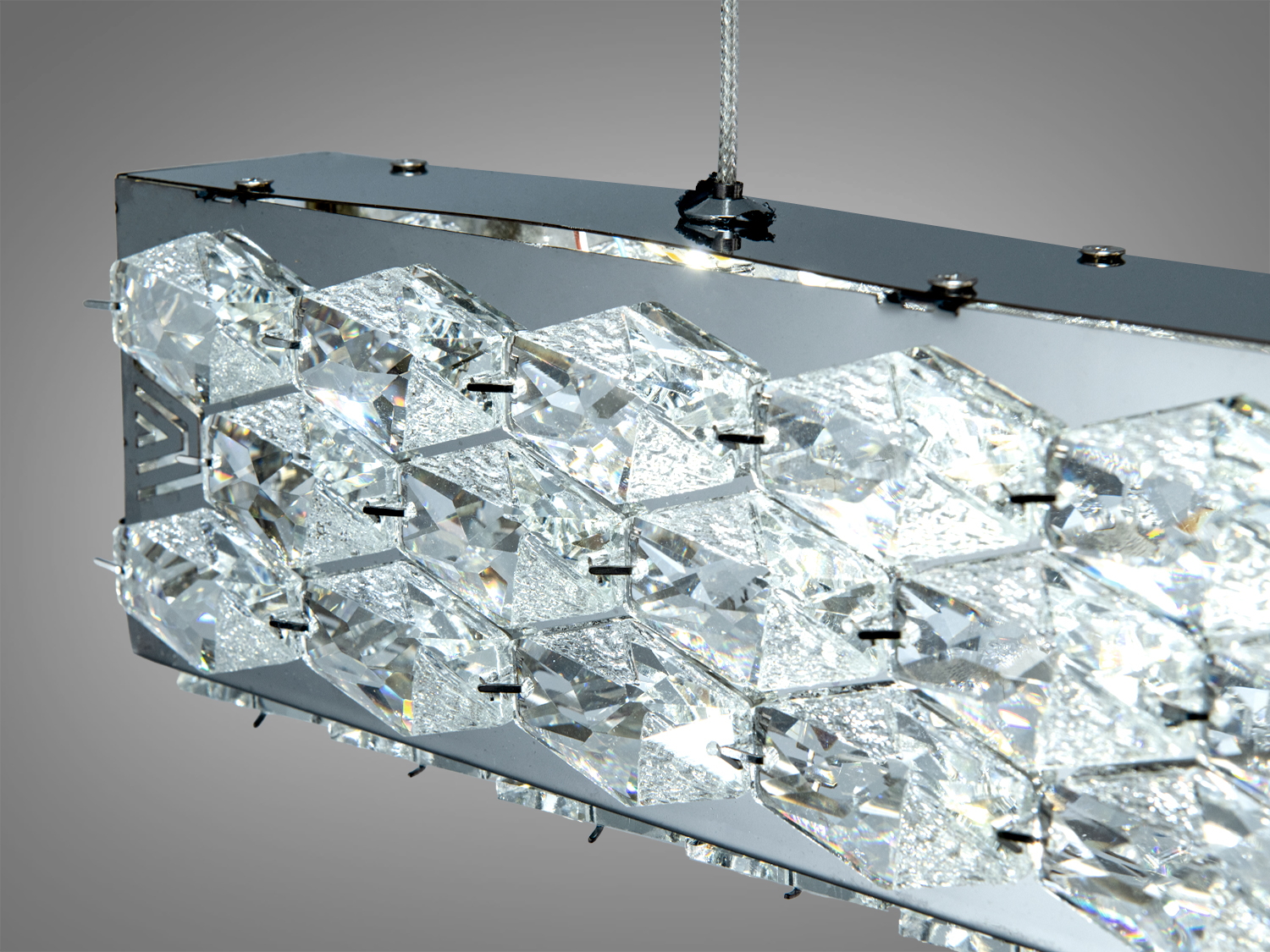 Люстра LED підвіс кришталева хром 68Вт пульт