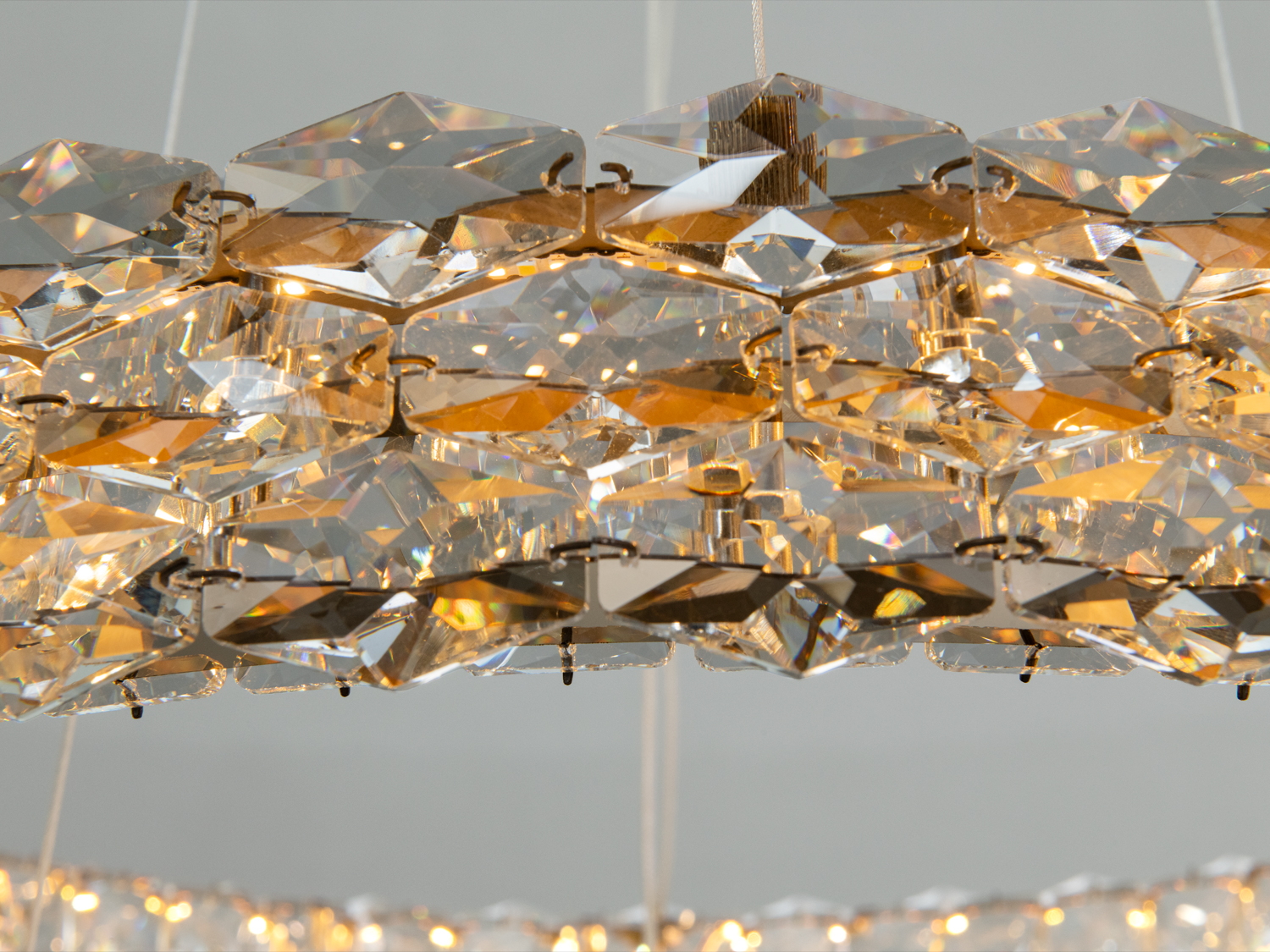 LED підвісна люстра золото 3 кільця пульт 95 Вт