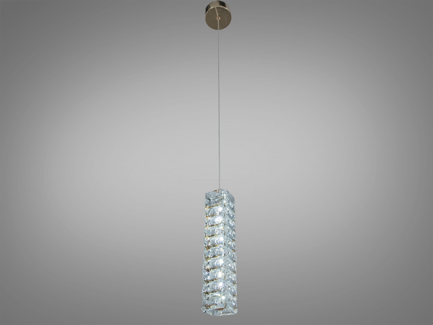 Світильник підвісний з прозорого скла, прямокутної форми, оснащений металевим кріпленням, ідеальний для вітальні.