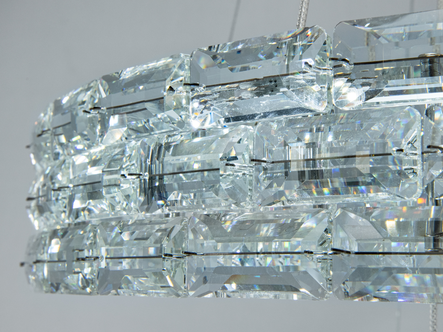 Підвісна кришталева LED люстра хром 70 Вт 3 кільця