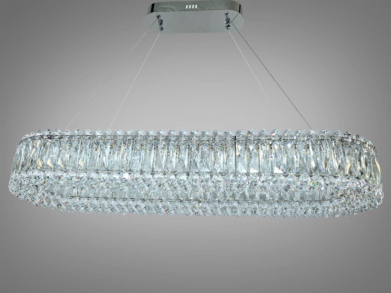 Люстра підвісна Diasha 68Вт хром овальна з пультом