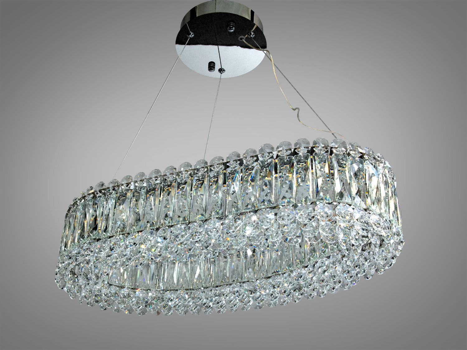 Кришталева LED люстра хром 50 Вт ПДУ овальна