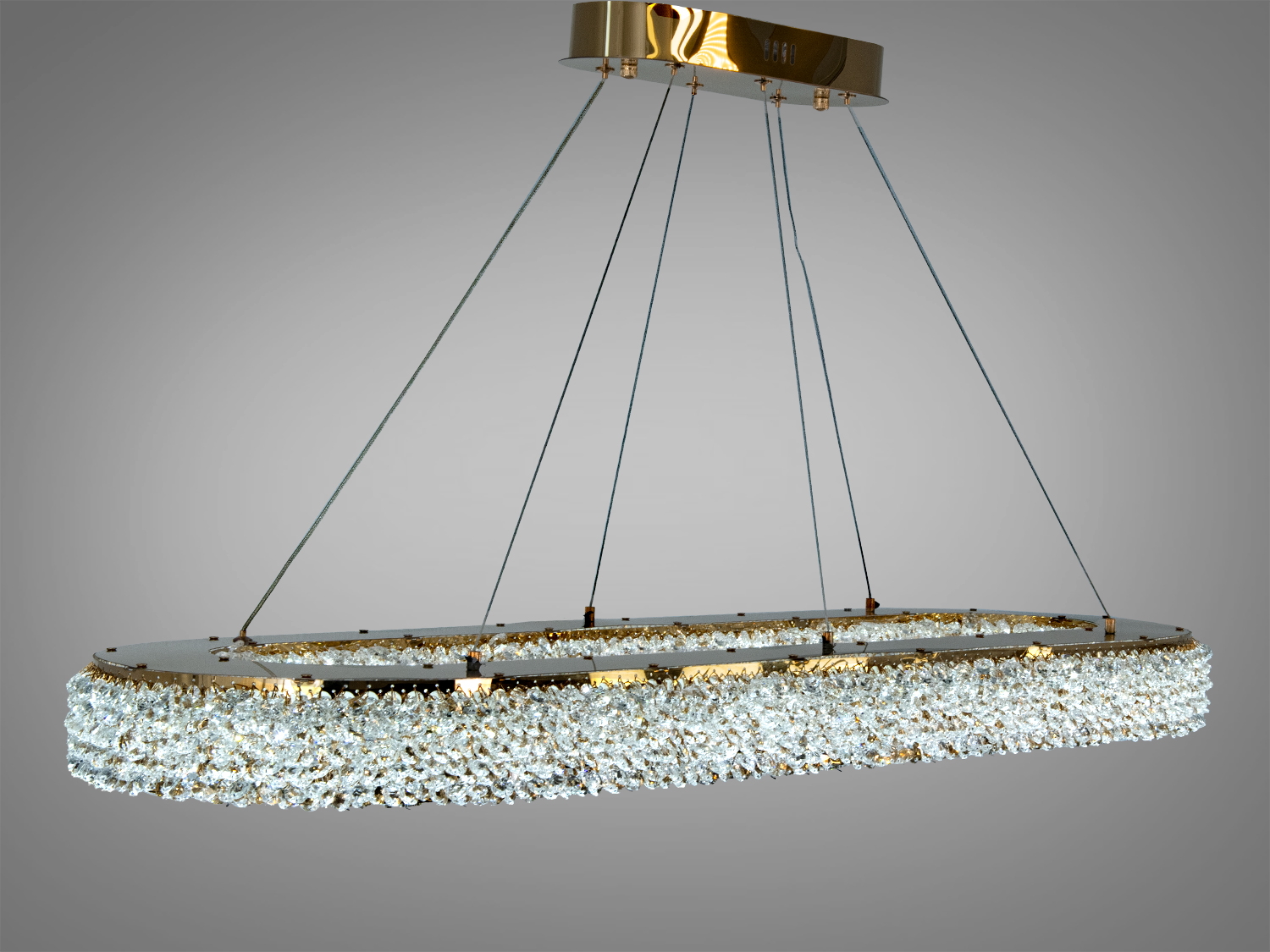 Люстра підвісна LED кришталева золото 84 Вт овал