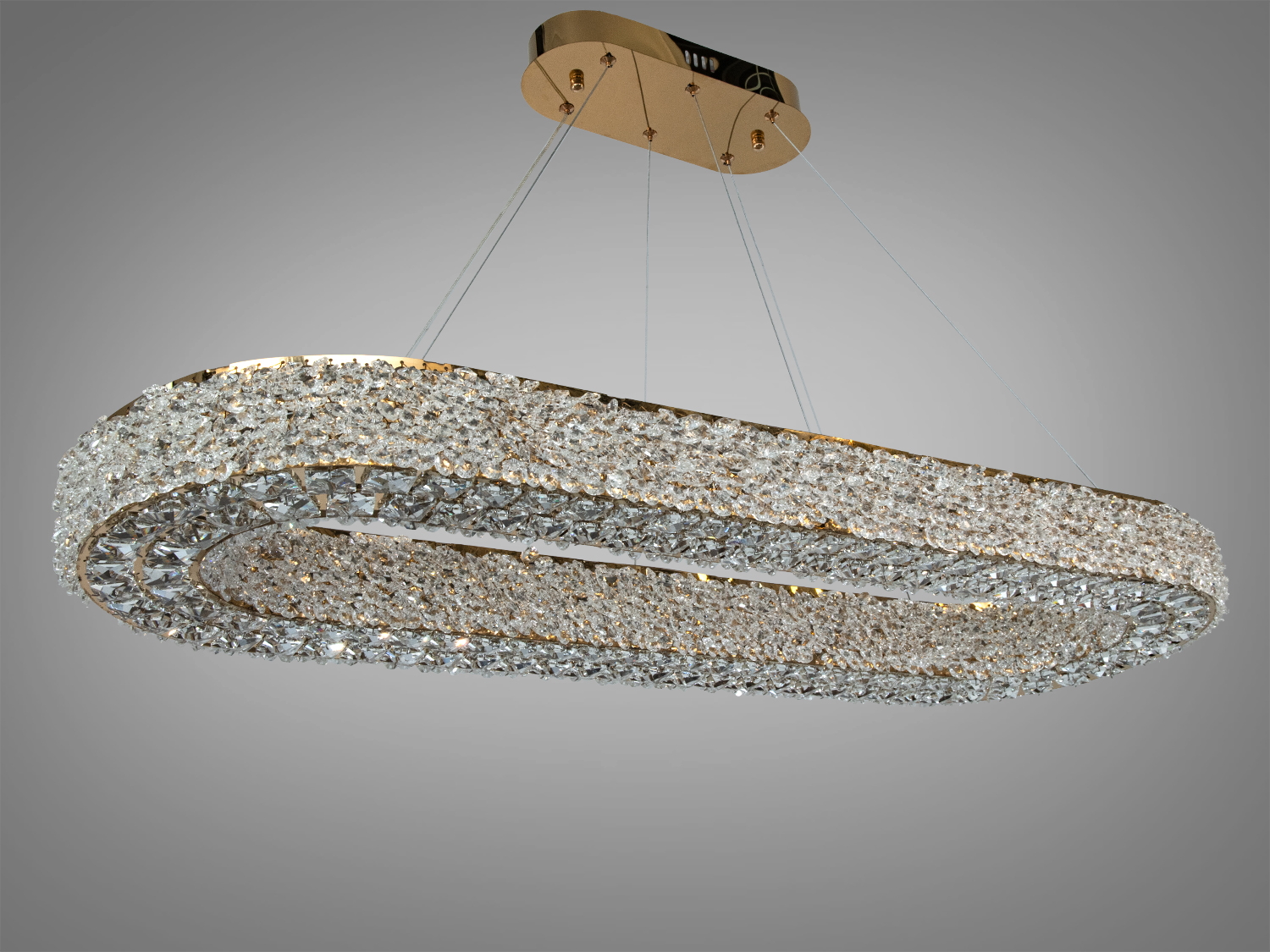 Люстра підвісна LED кришталева золото 84 Вт овал