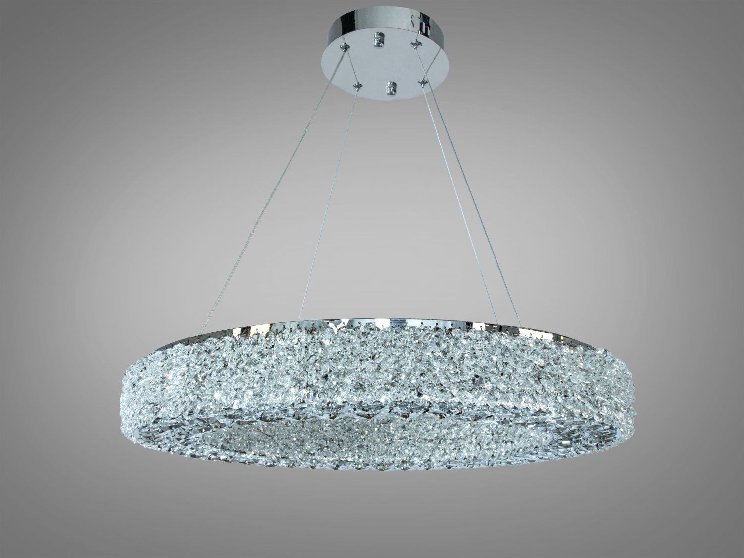 LED підвісна люстра кришталь хром 55Вт пульт