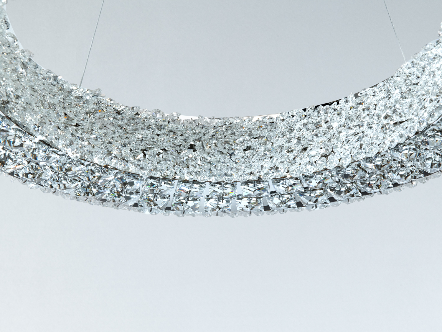 LED підвісна люстра кришталь хром 55Вт пульт