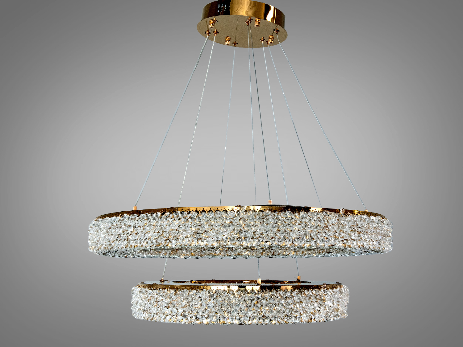 Підвісна LED люстра Diasha золото 2 кільця 126Вт