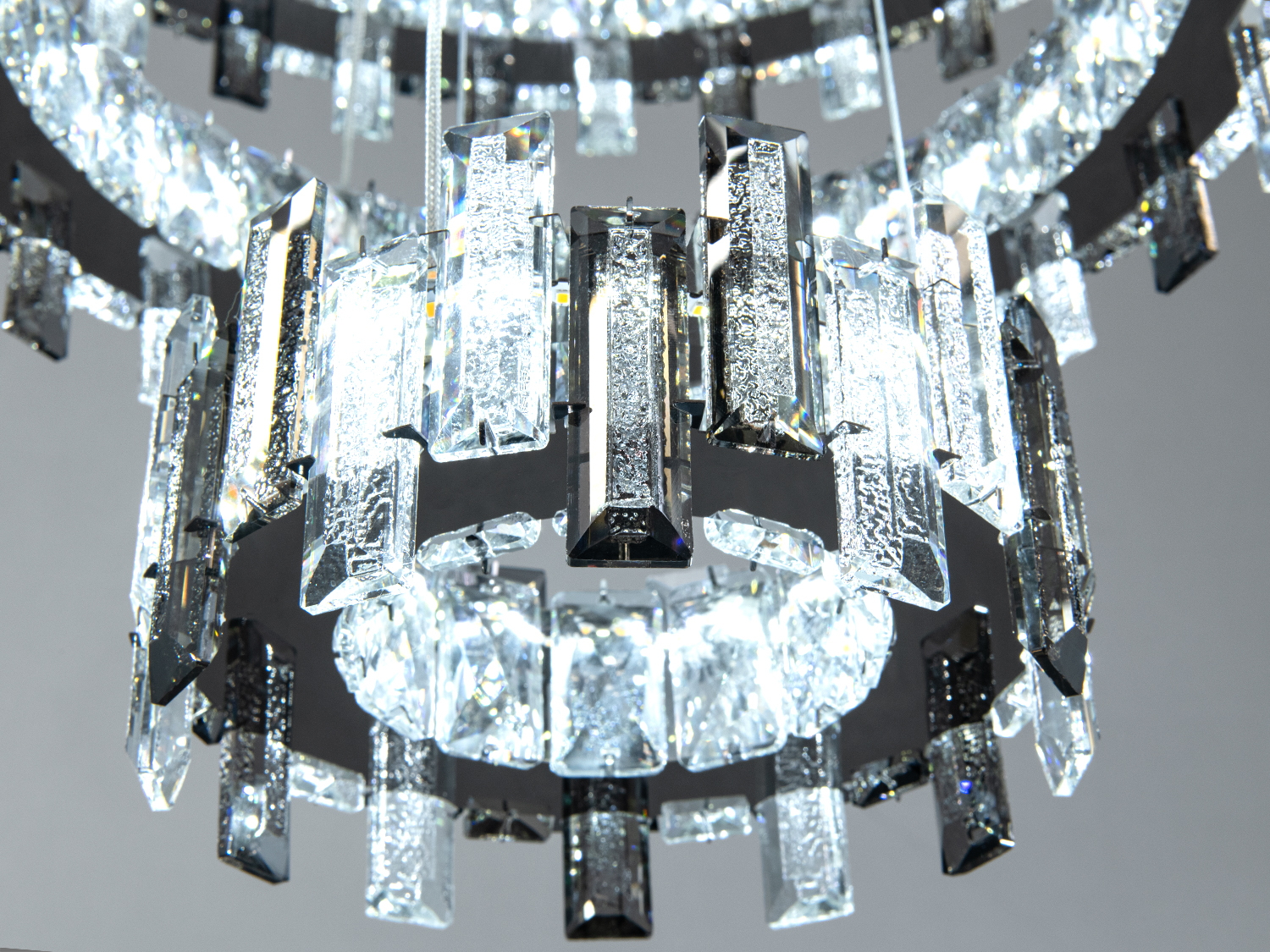 Кришталева LED люстра три кільця хром 70 Вт