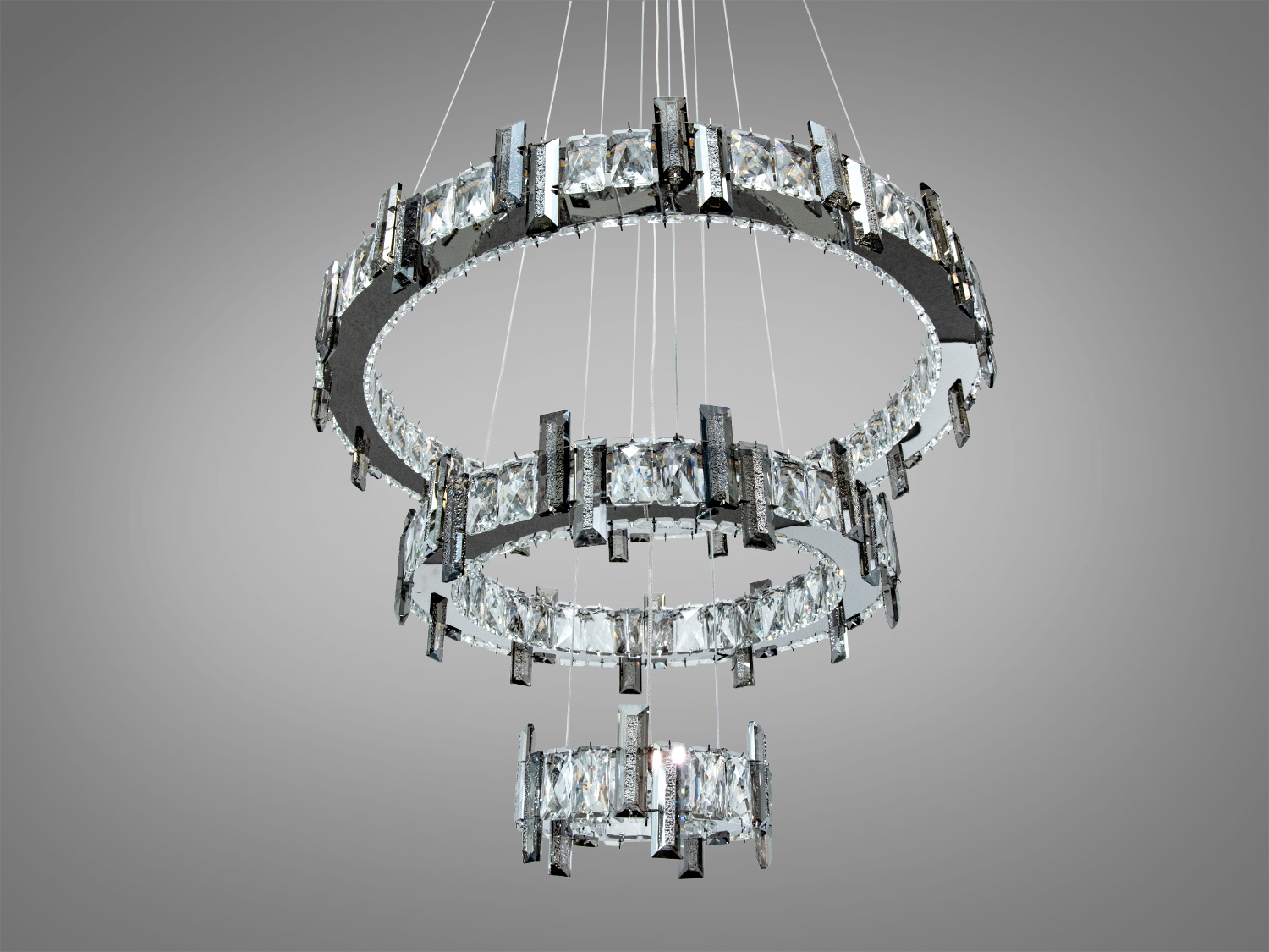 Підвісна люстра Diasha Каскад хром 70Вт 3 кільця