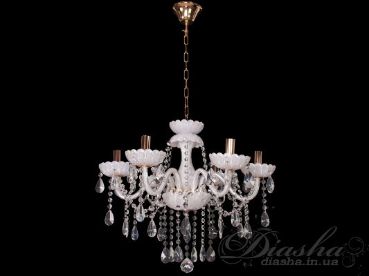 Класична люстра з білого скла