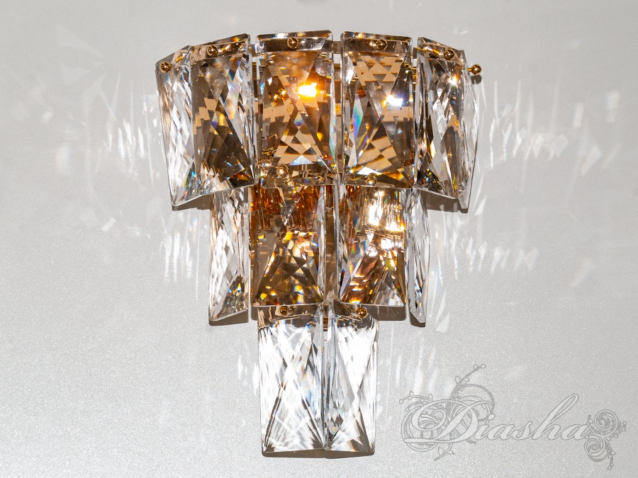 Колоритне класичне бра з кришталю, золото