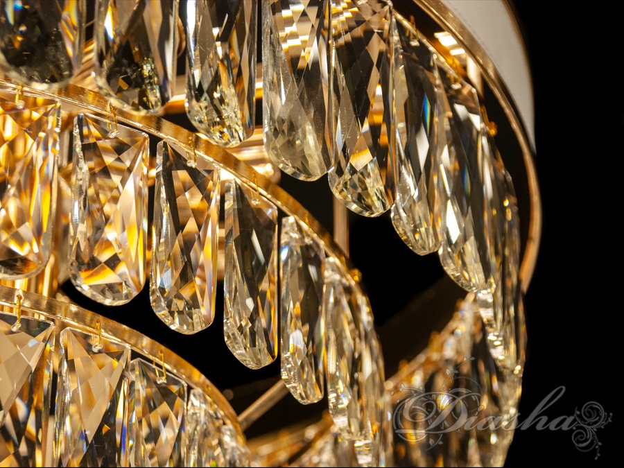 Сучасна кришталева люстра під 14 ламп, золото