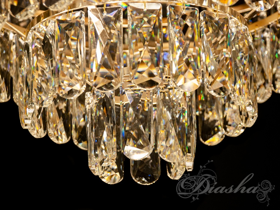 Сучасна кришталева люстра під 14 ламп, золото