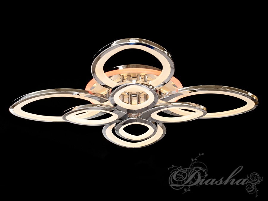 Пристельова люстра з діммером і LED підсвічуванням, колір хром, 150Вт