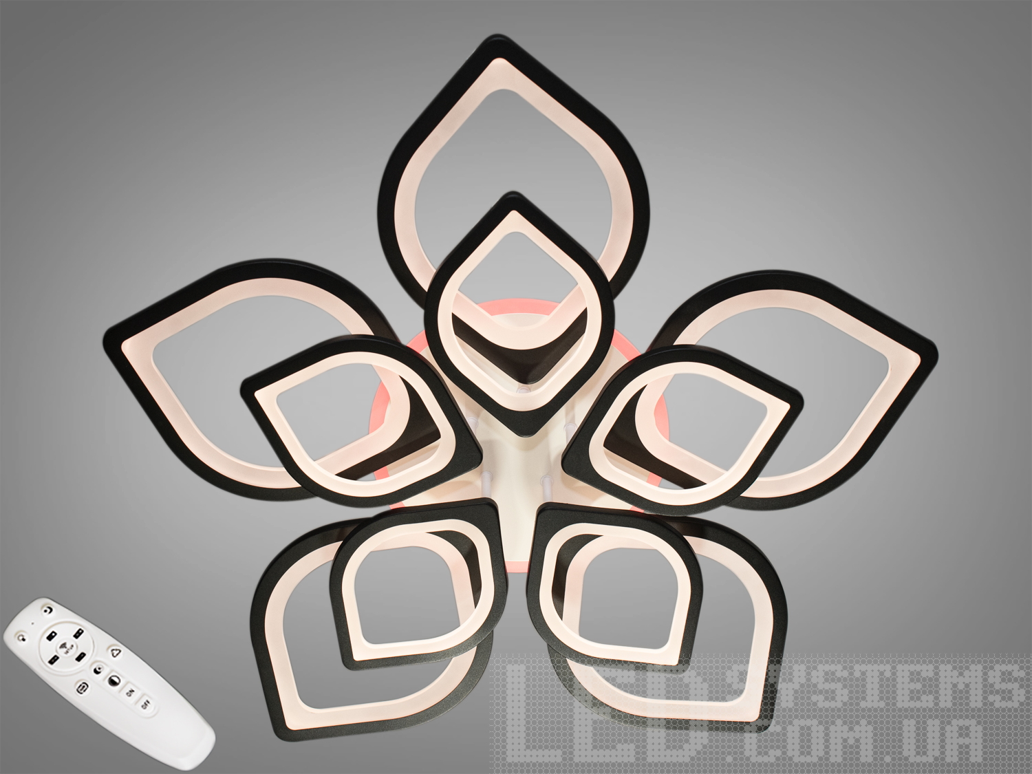 Лед люстра з пультом, димером та LED підсвічуванням, 185Вт, чорний