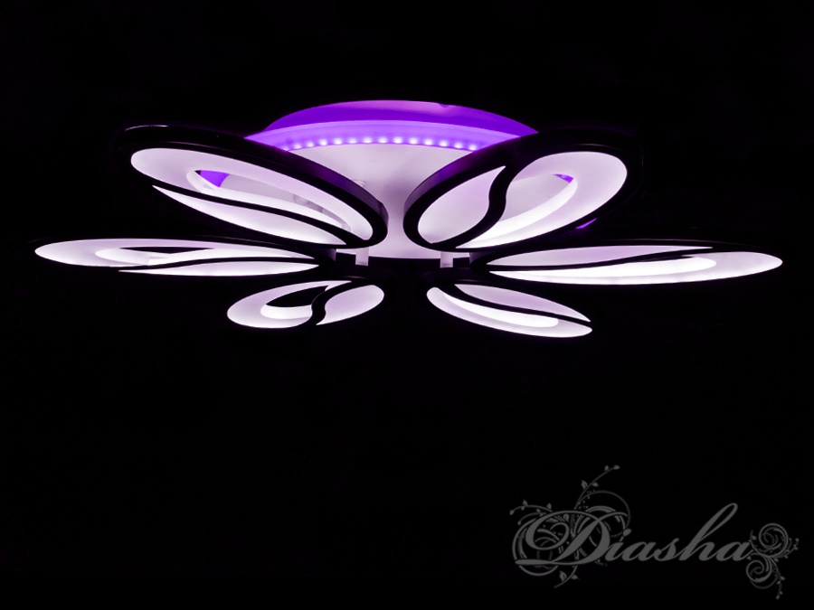 Стельова LED люстра з диммером та LED підсвічуванням, 105 Вт, чорна