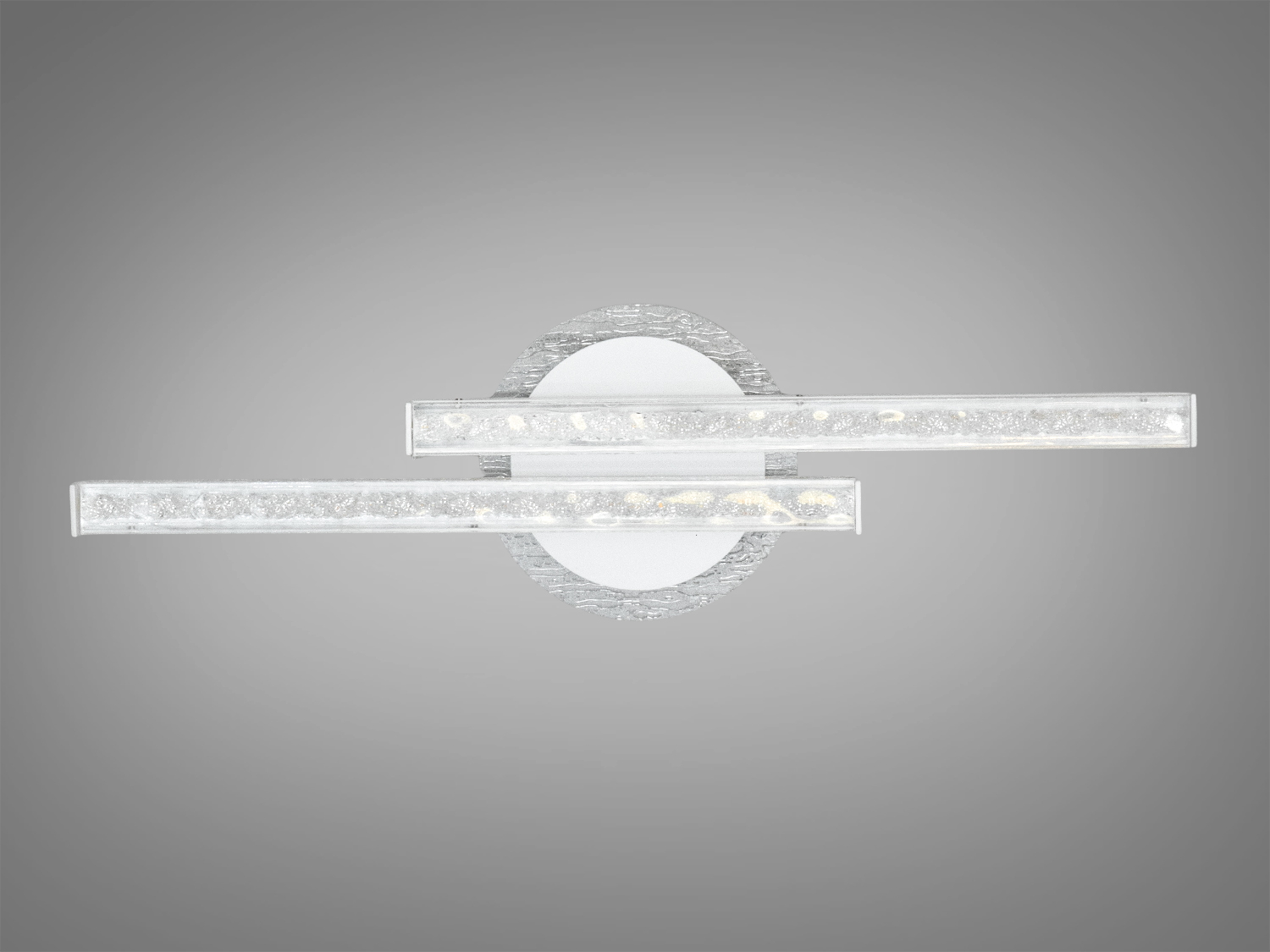 Горизонтальний світильник з двома паралельними світлодіодними панелями, що випромінюють біле світло. Ідеально підходить для освітлення коридору.