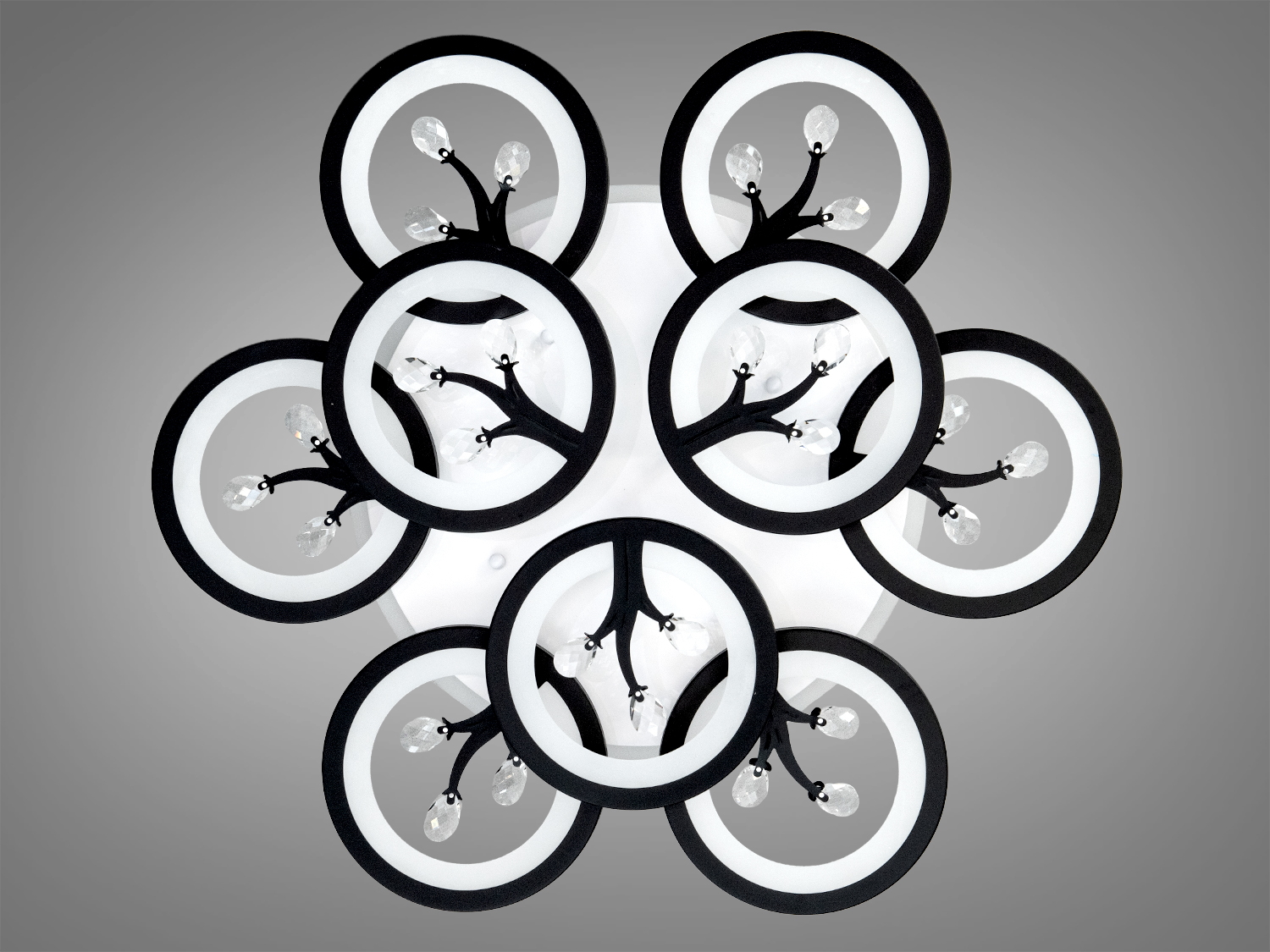 Стельова LED люстра чорна 140Вт 9 кілець пульт