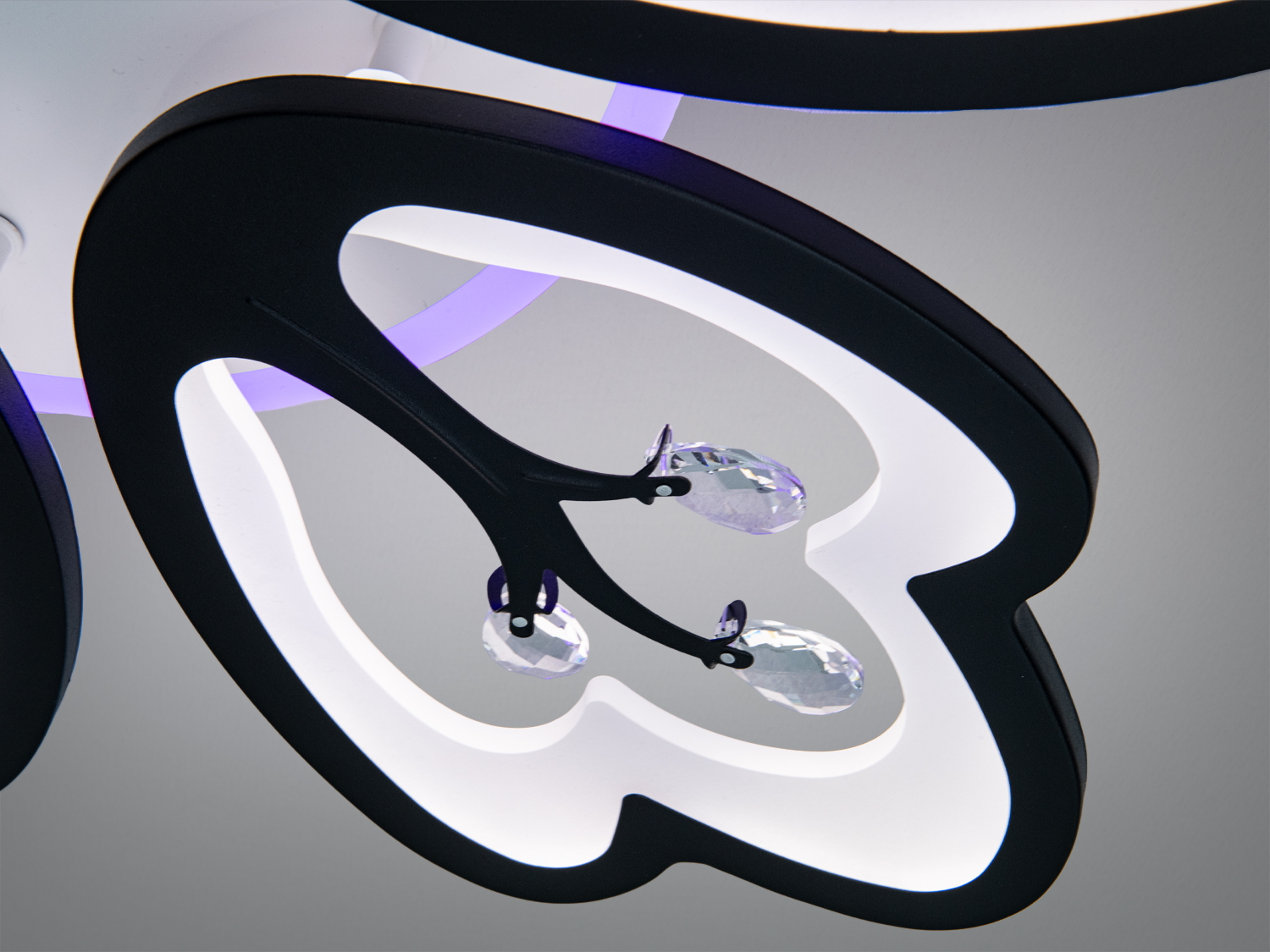 Стельова LED люстра чорна 5 пелюсток пульт димер