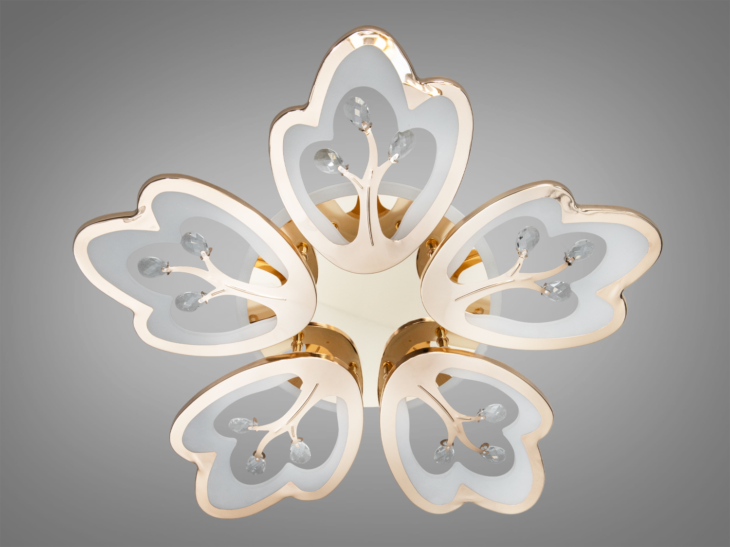 Стельова LED люстра Квітка золото 90 Вт пульт